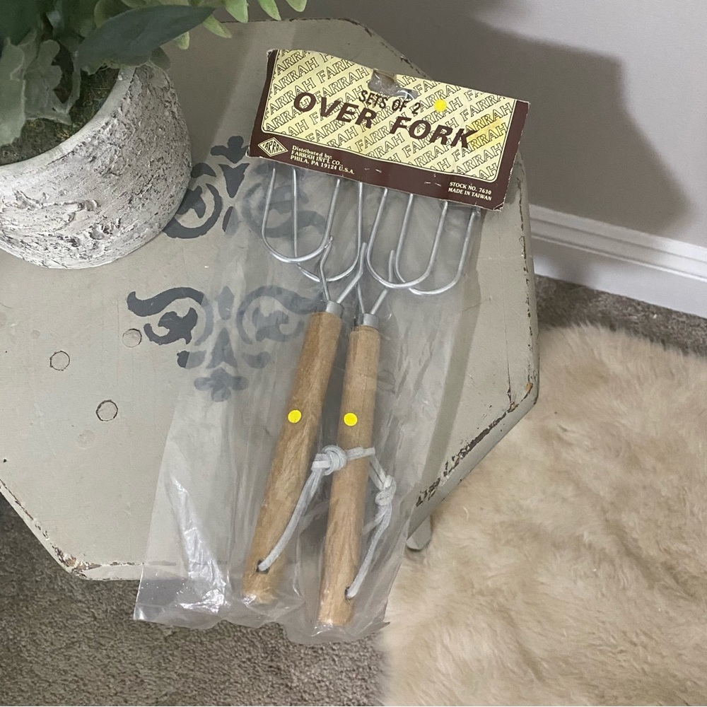 Vintage Over Fork Meat Carving Tool, Set of 2